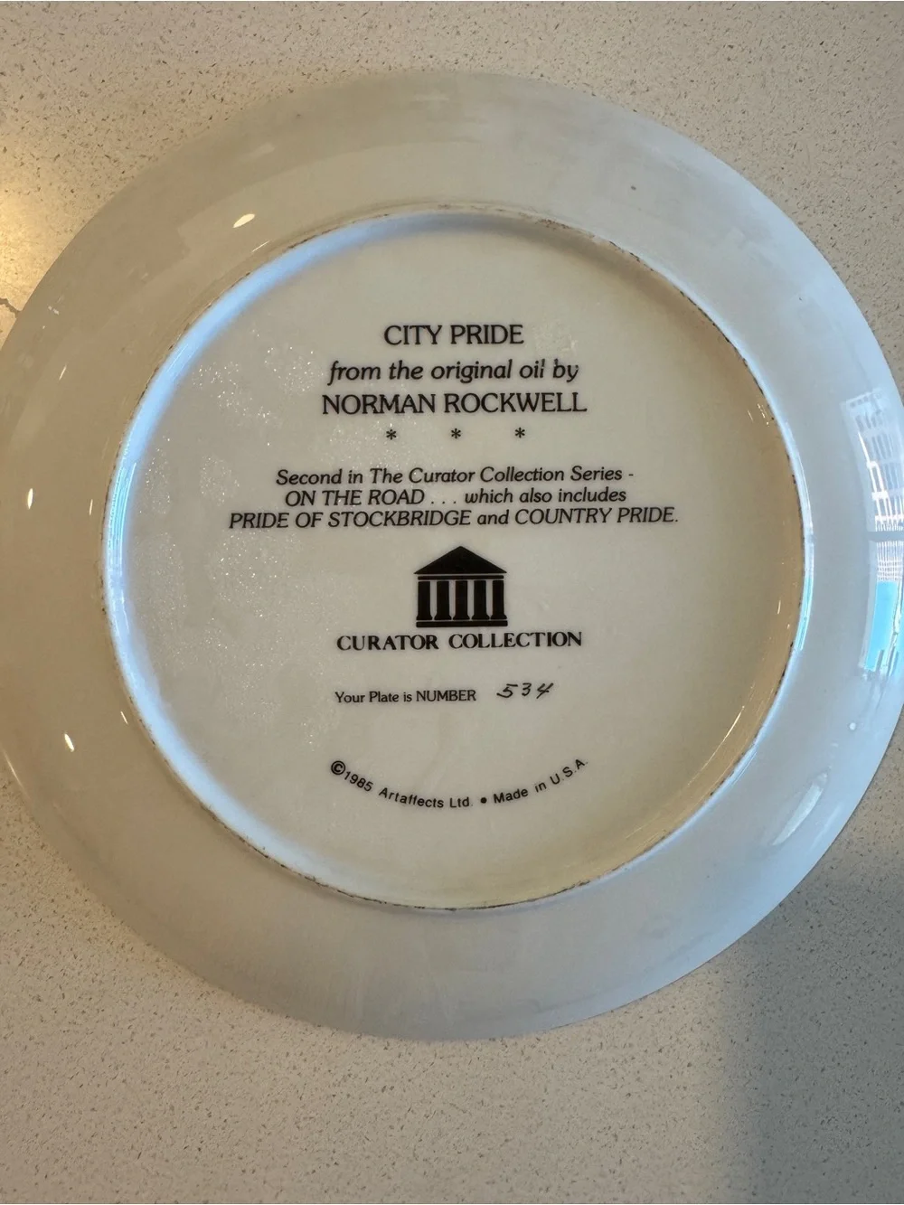Norman Rockwell “City Pride” Collector Plate — 1985 — No. 534